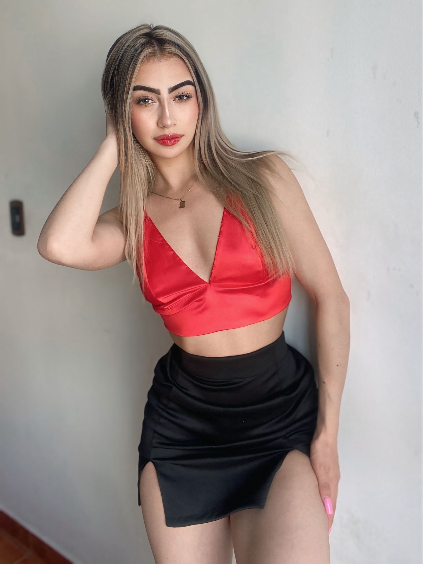 Falda scuba y top en satin💖