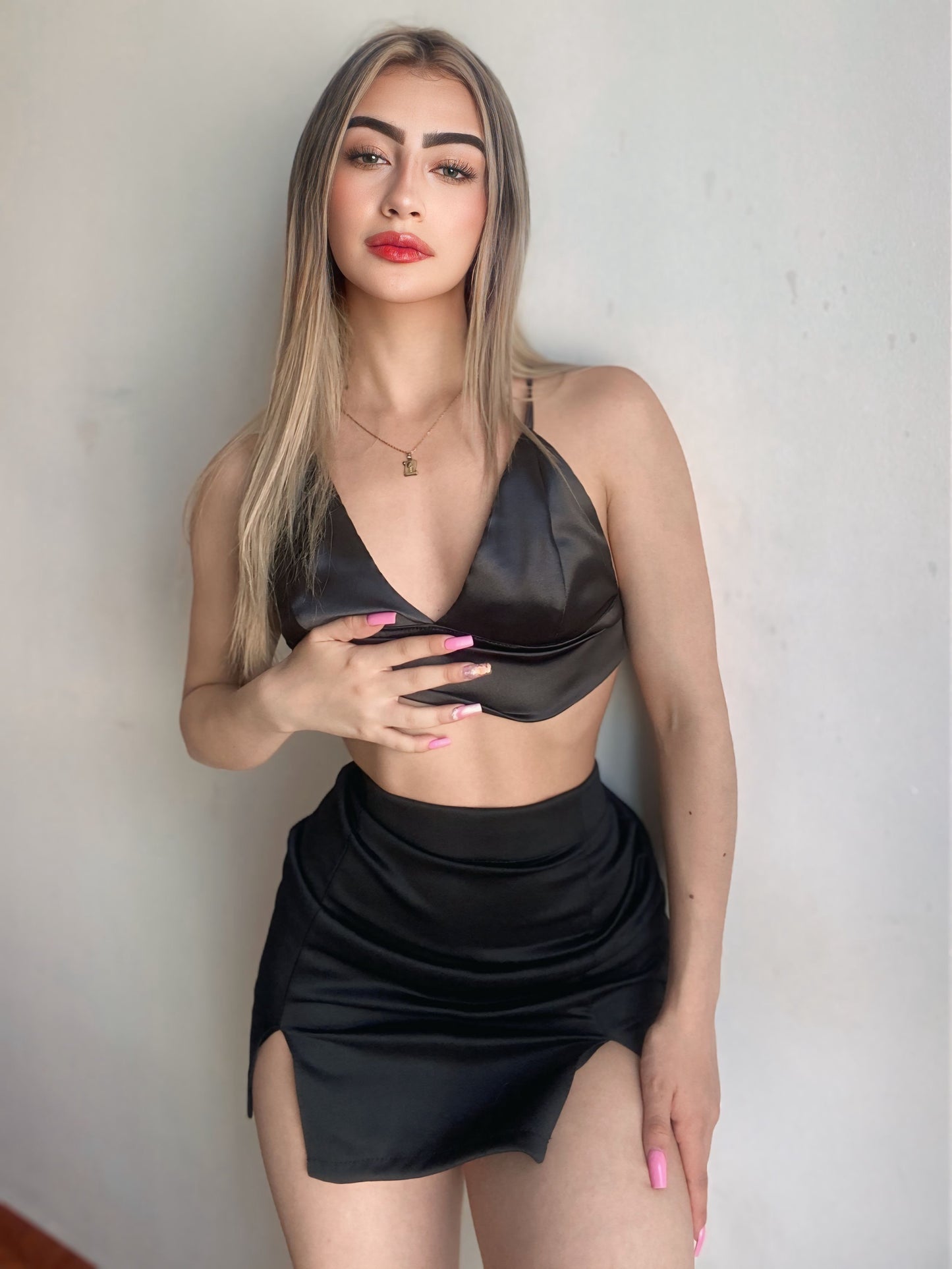 Falda scuba y top en satin💖