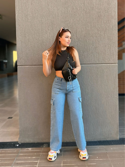 Cargo azul Claro Jean✨